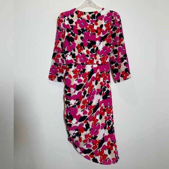 MILLY Eleanora Floral Printed Wrap Silk Midi Dress Size 2 - Picture 4 of 13